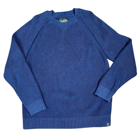 Lucky Brand Men’s XL Sweater Navy Blue V-Neck Ribbed Pullover Classic Preppy - Picture 1 of 6
